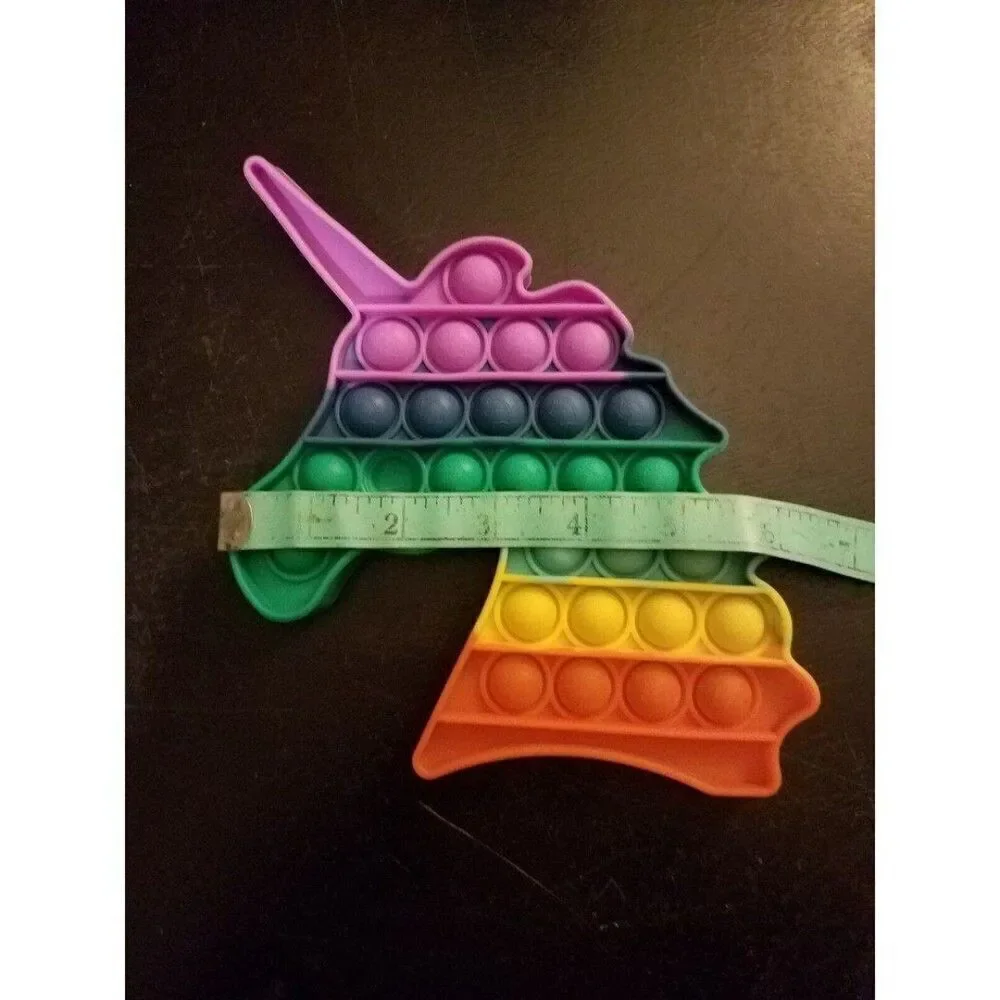 Fidget Toy Deep Rainbow Colors Unicorn Push Pop Bubble Rainbow Silicone Sensory